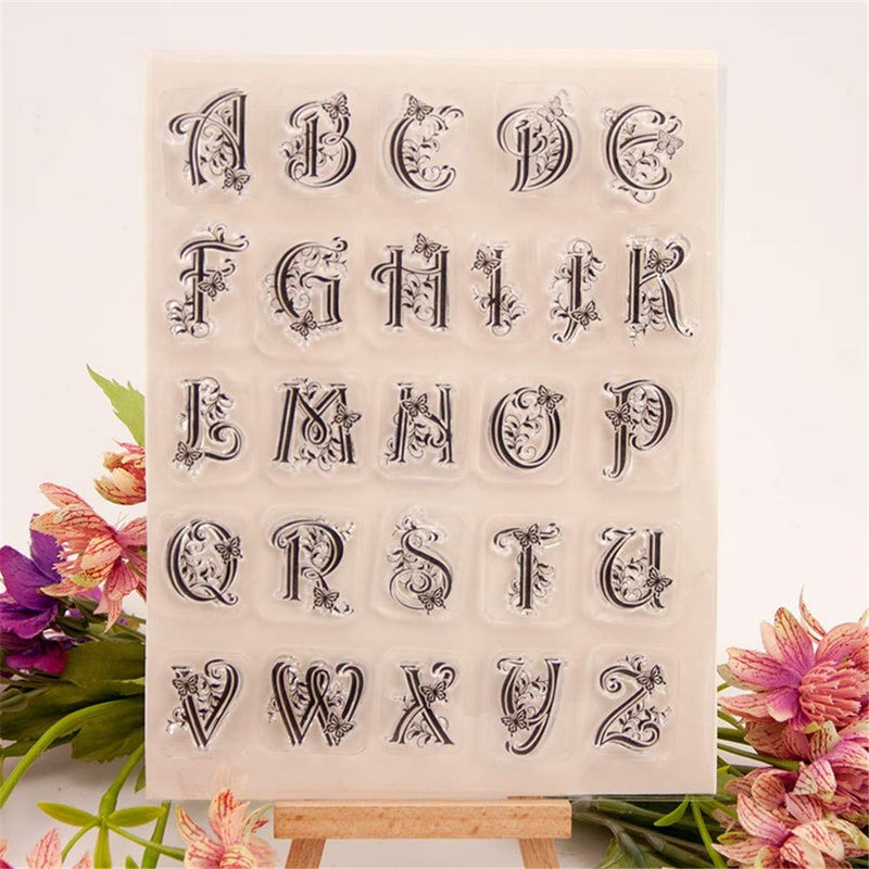 arriettycraft الحروف الهجائية الكبيرة حرف ABC مع دوامات فراشة طوابع واضحة لصنع البطاقات والديكور وسجلات القصاصات بنفسك - Image 4